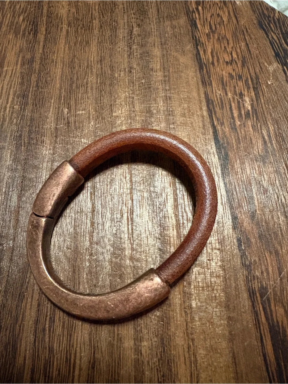 Leather Leopard-Print Bracelet with Copper magnetic Clasp
